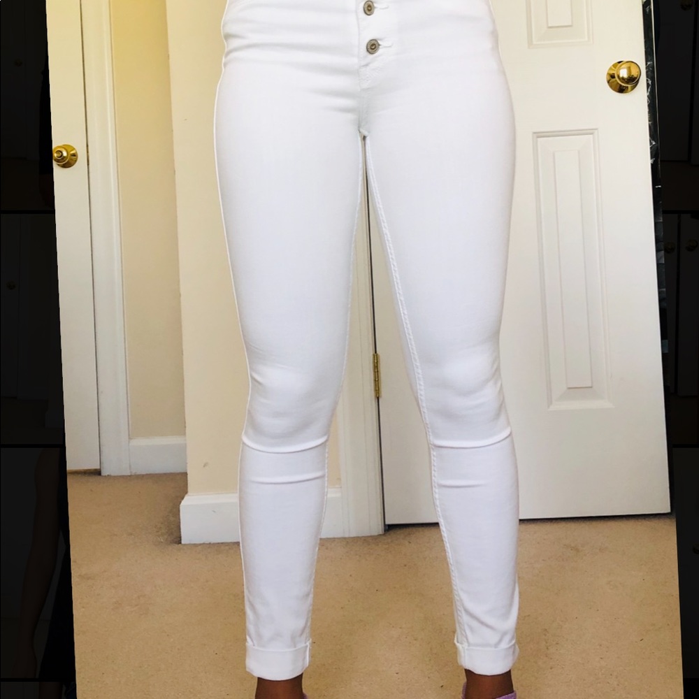 White High Rise Ankle Jeans